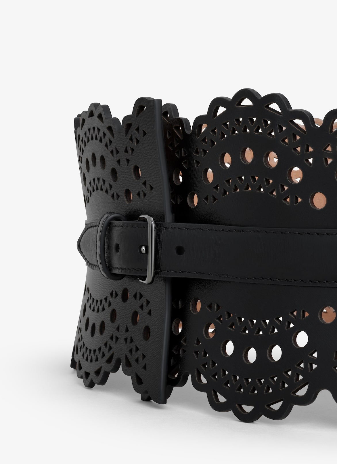 Bustier belt in vienne wave calfskin ALAÏA BLACK BUSTIER BELT IN VIENNE WAVE CALFSKIN